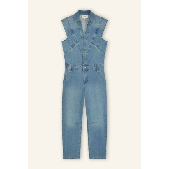 NEW BA&SH figo sleeveless jumpsuit in denim - Picture 5 of 5